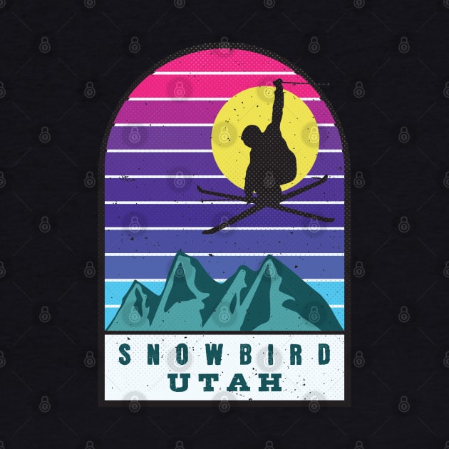 Ski Snowbird Utah Retro Sunset by JordanHolmes